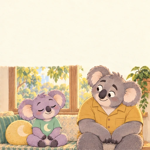 Snoozo asks Dad Moss for a pause and rests by a window before returning to the plan.