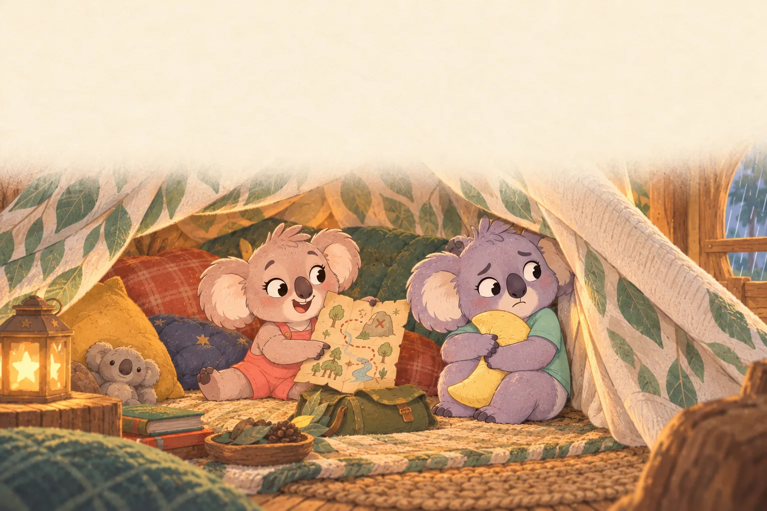 Snoozo feels too warm inside the closed tent while Zippy wants to explore.